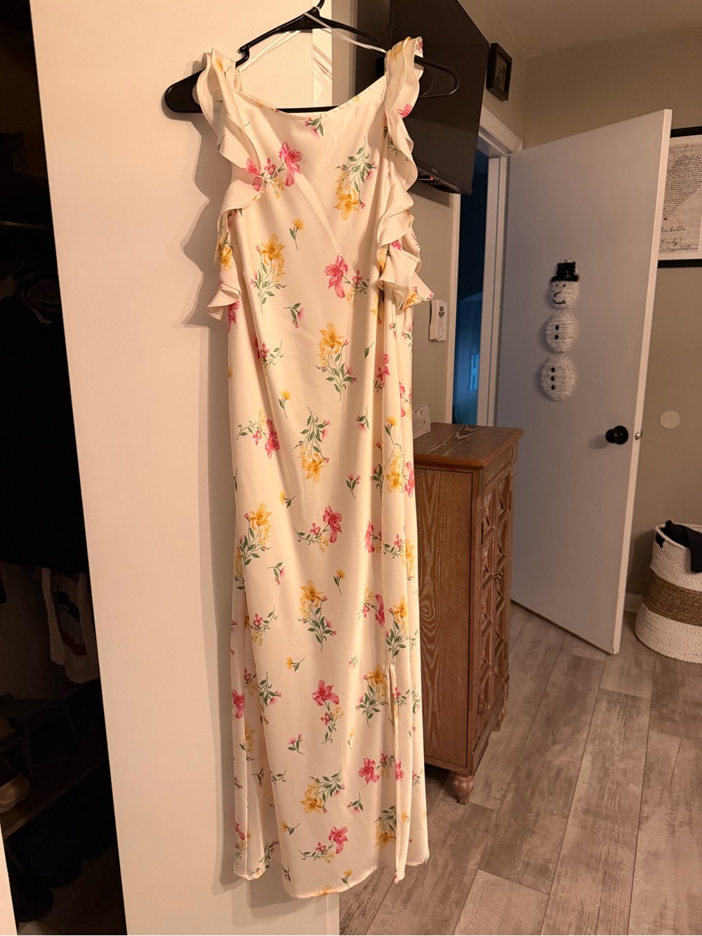 a new day Cream Floral Ruffle Maxi Dress